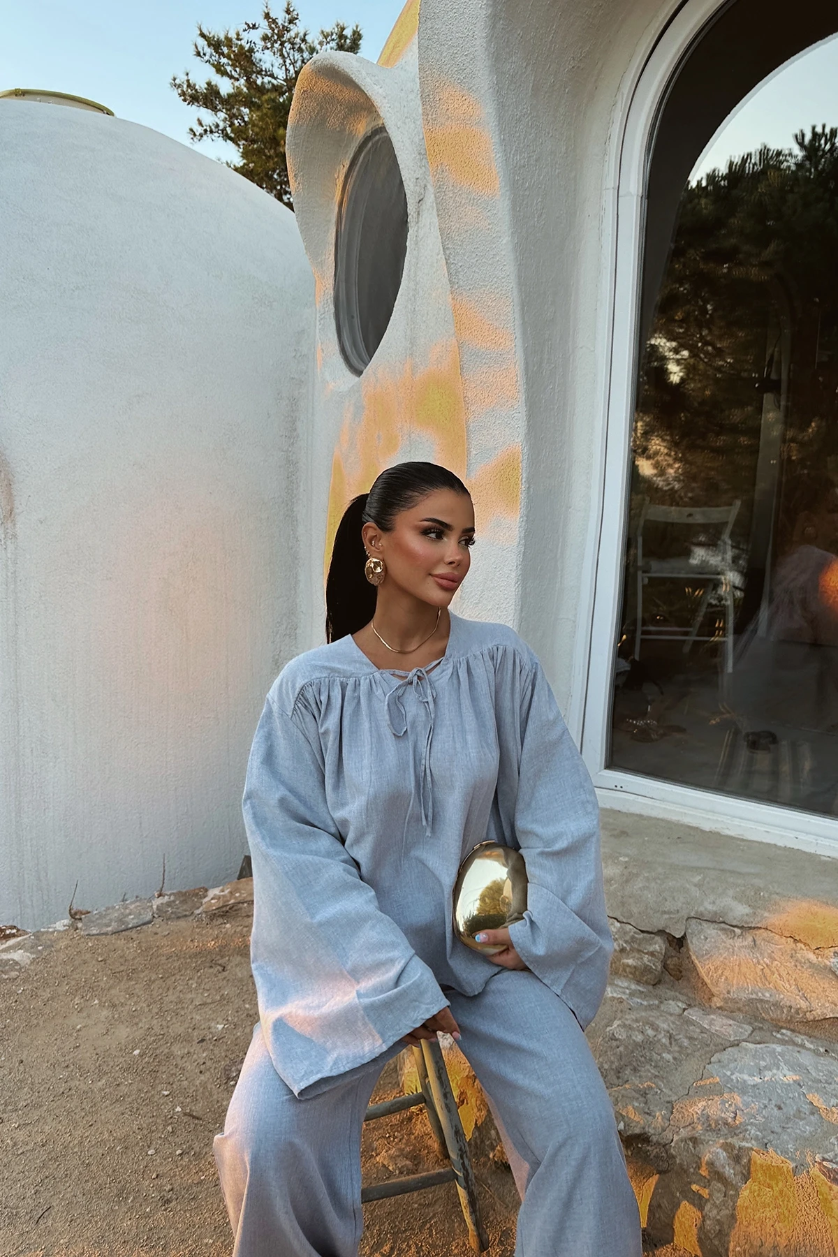 Picture of Blue Long Sleeve Linen Suit