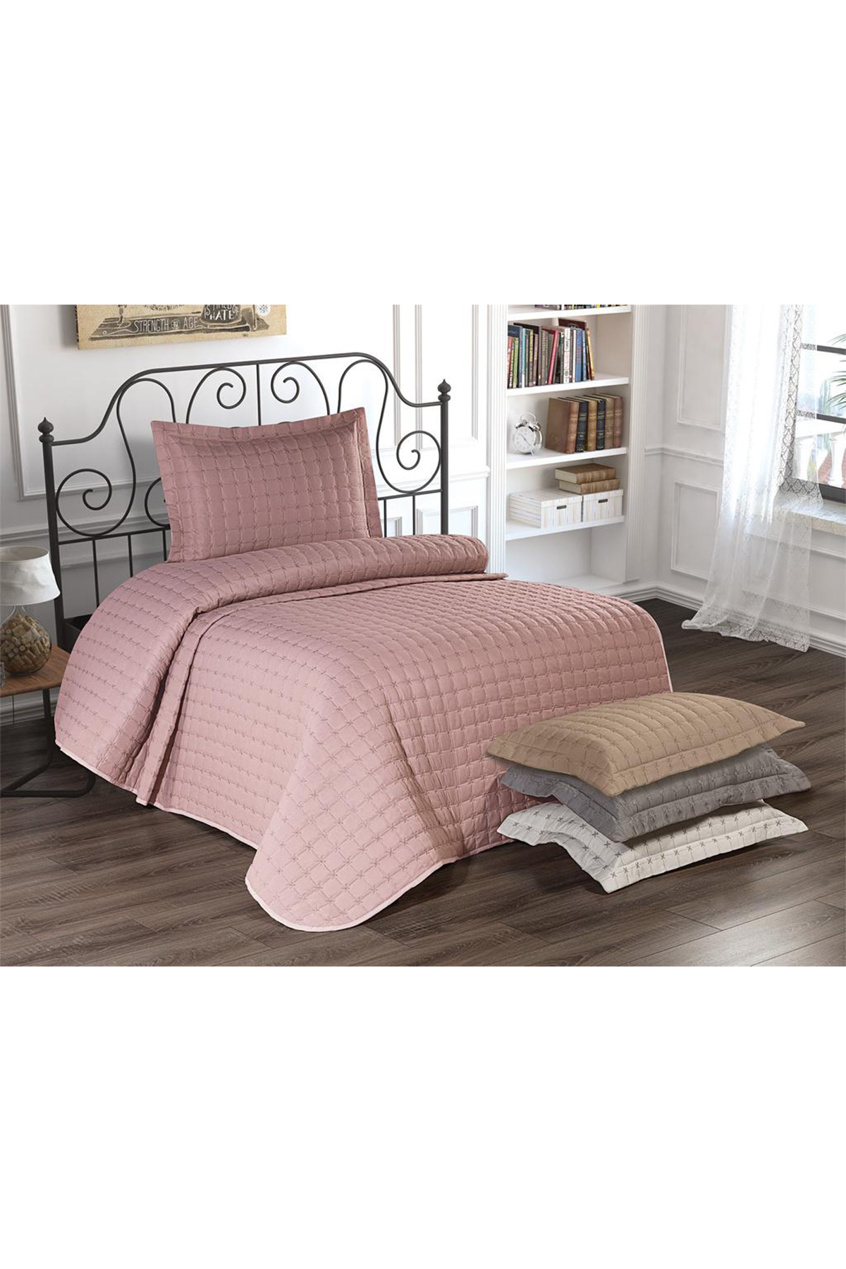 Picture of Meltem Tek Kişilik Yatak Örtüsü Pudra