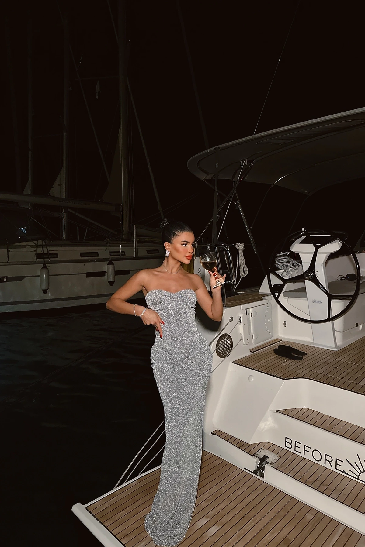 Picture of Dianora Gray Lurex Long Dress