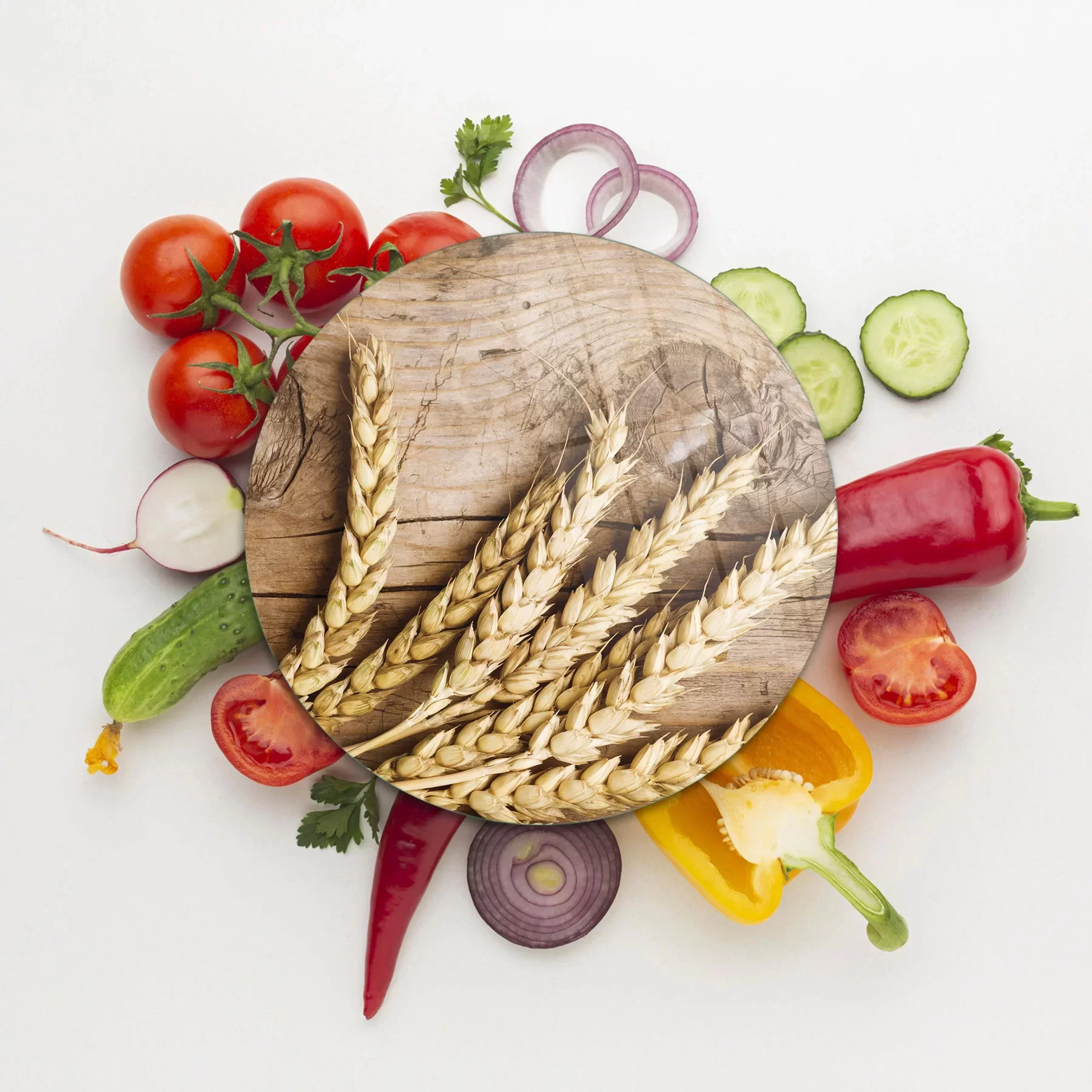 Picture of Decovetro Cam Kesme Tahtası ve Sunumluk Yuvarlak Burçak Desenli 30x30 Cm