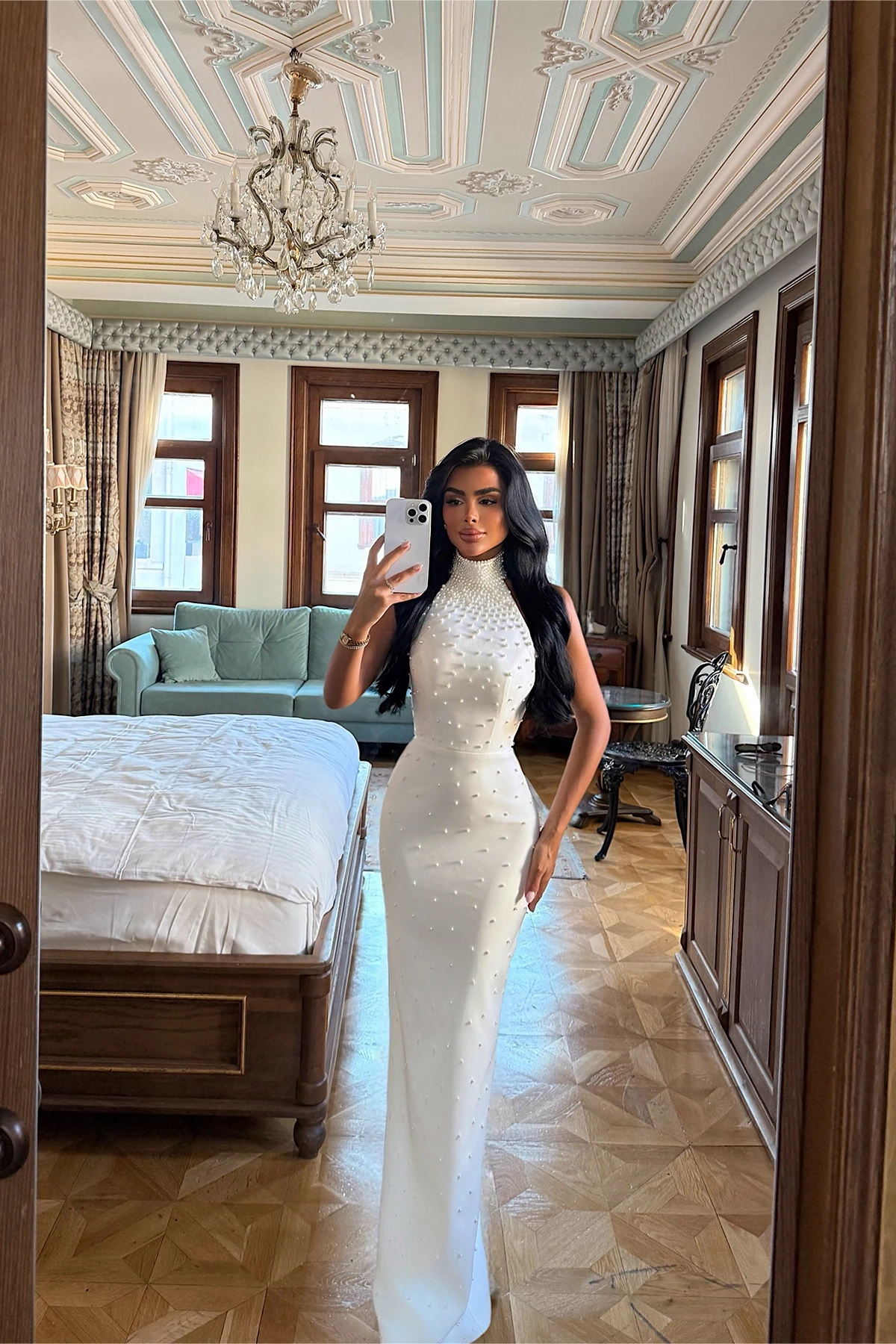 Picture of White Pearl Detail Dress