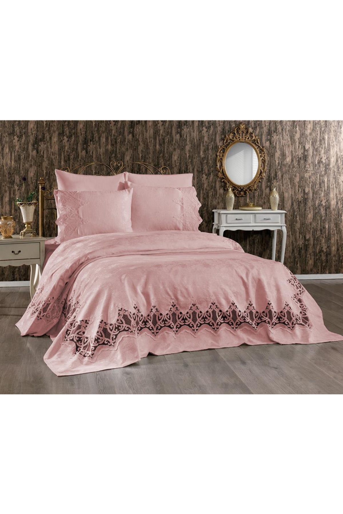 Picture of Çeyiz Diyarı Stella Çift Kişilik Pike Takımı Pudra