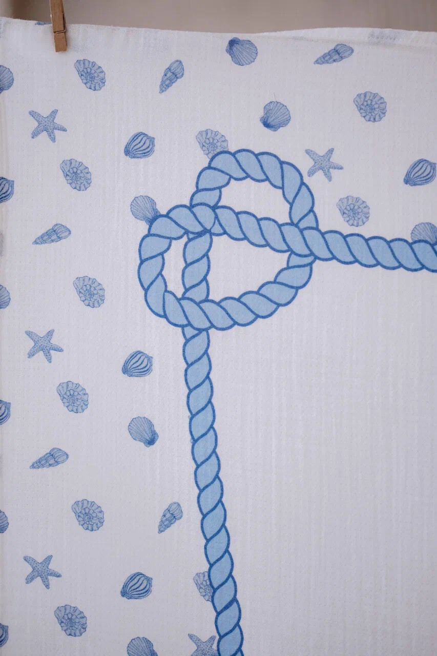 Picture of Çift Katlı Müslin Bebek Örtüsü - Deniz Kabukları