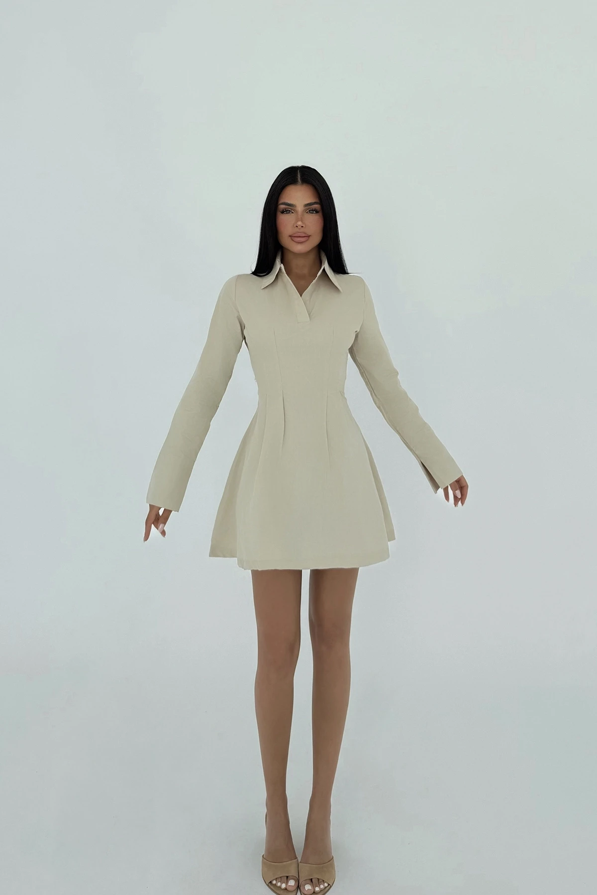 Picture of Cream Herda Flared Dress