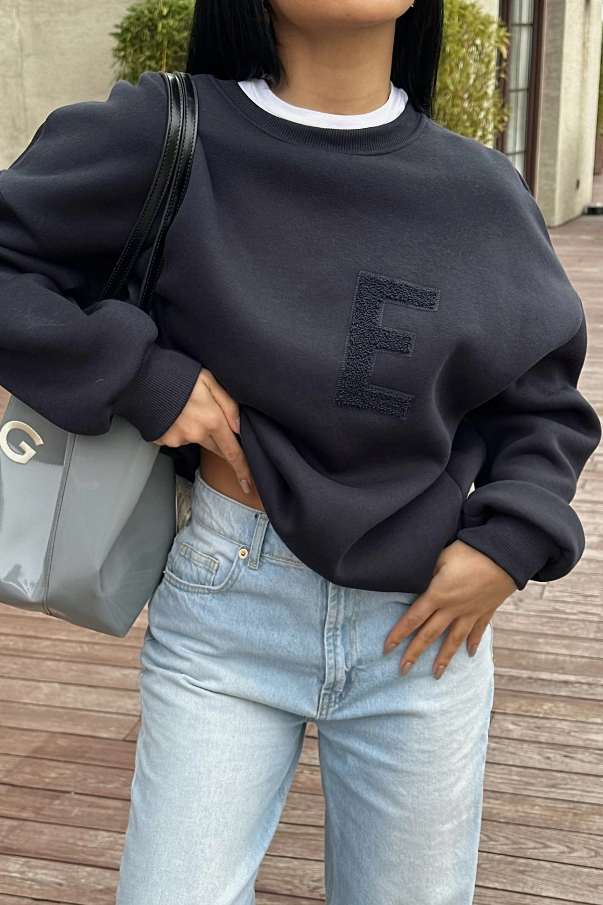 Picture of Navy Blue E Embroidered Sweat
