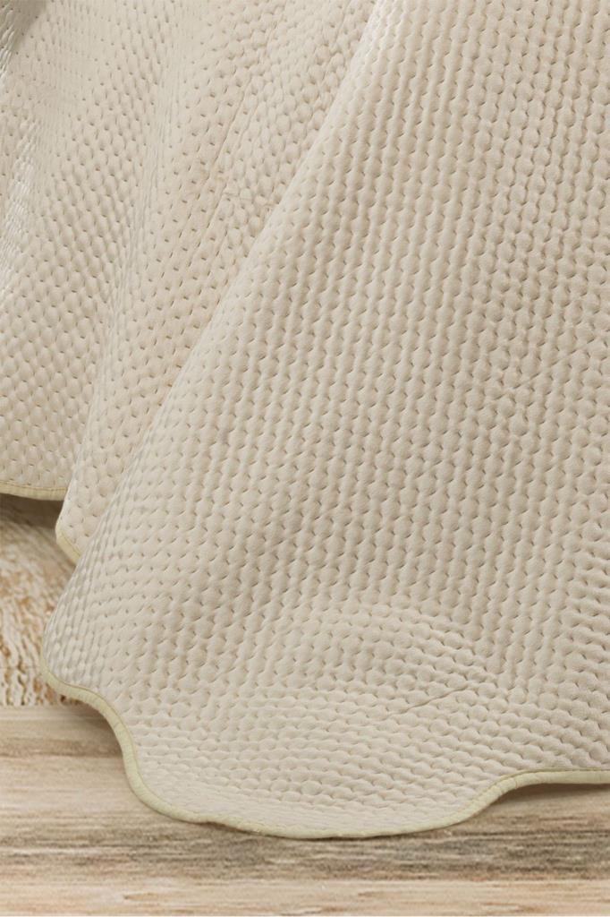 Picture of Askana Çift Kişilik Lüks Kadife Yatak Örtüsü Krem