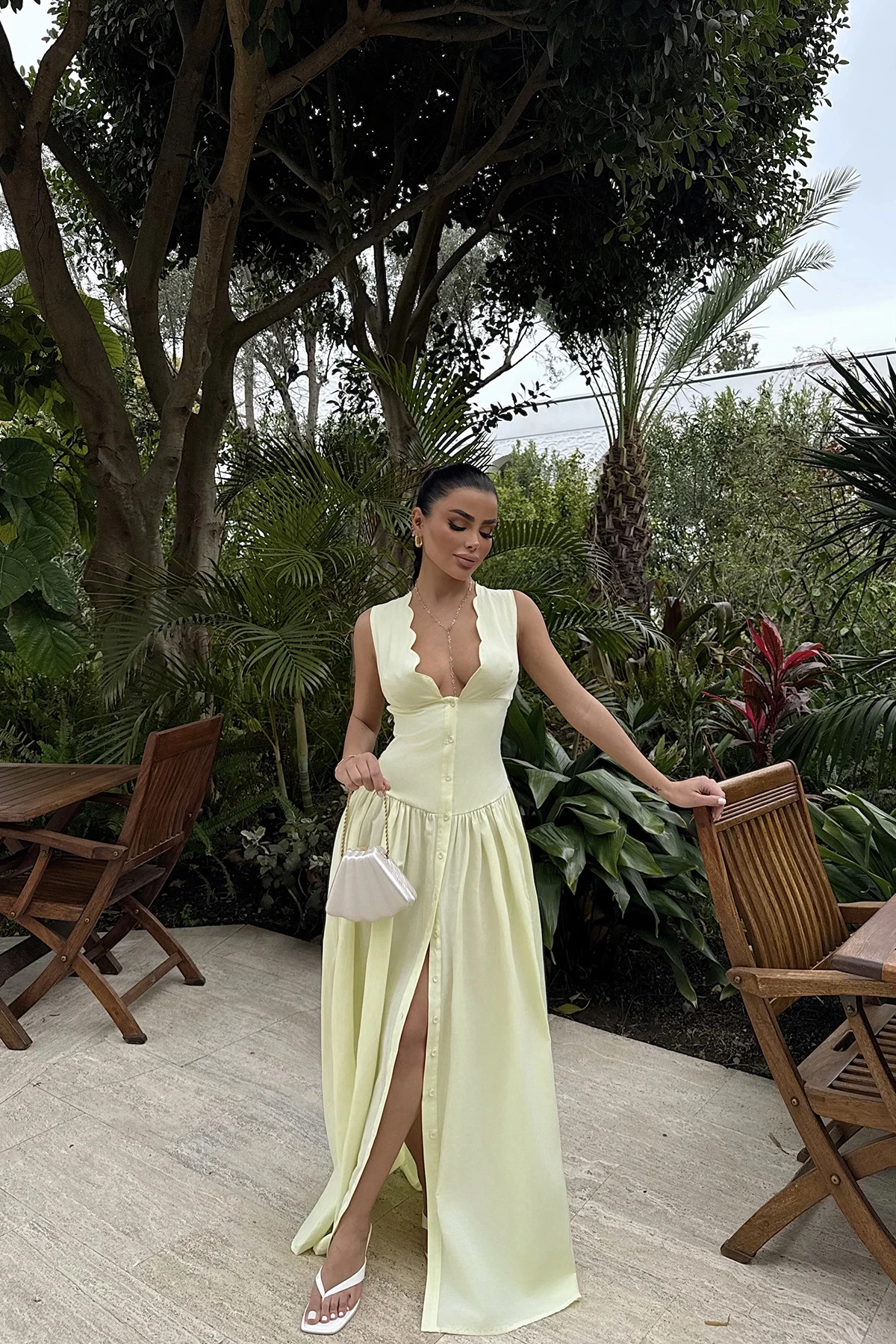 Picture of Yellow Button Detail Dress