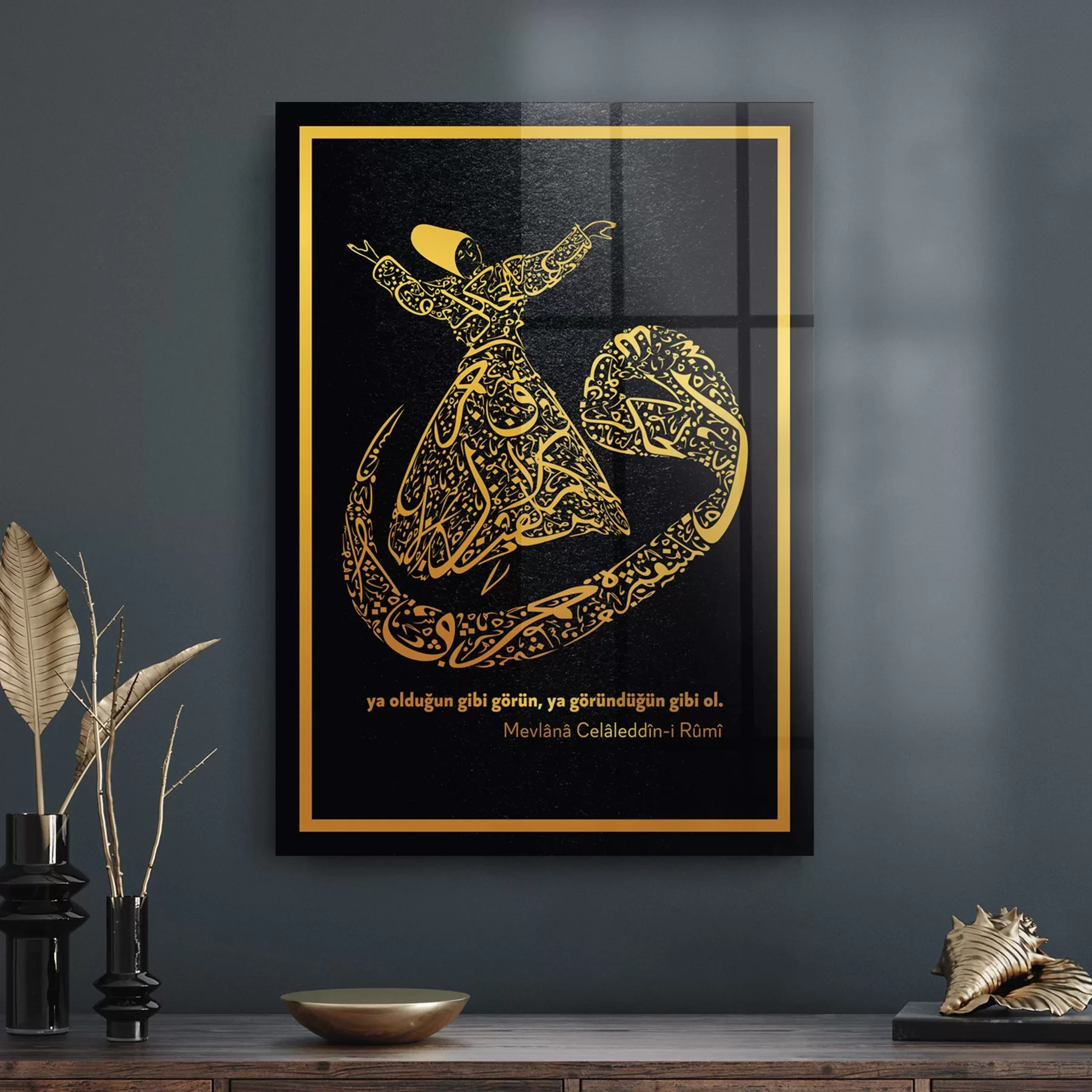 Picture of Decovetro Cam Tablo Mevlana Vav Dini İslami Tablo 30x40 cm