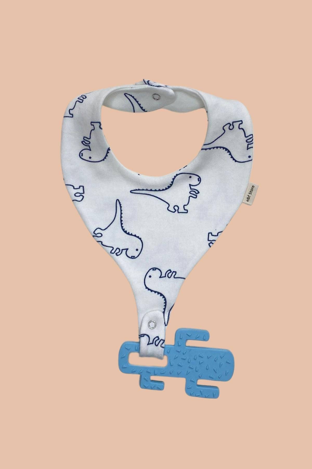 Picture of İkinci Şans - Emzik Tutucu Mama Önlüğü - Dinazor Desenli Beyaz Pamuk Kumaş