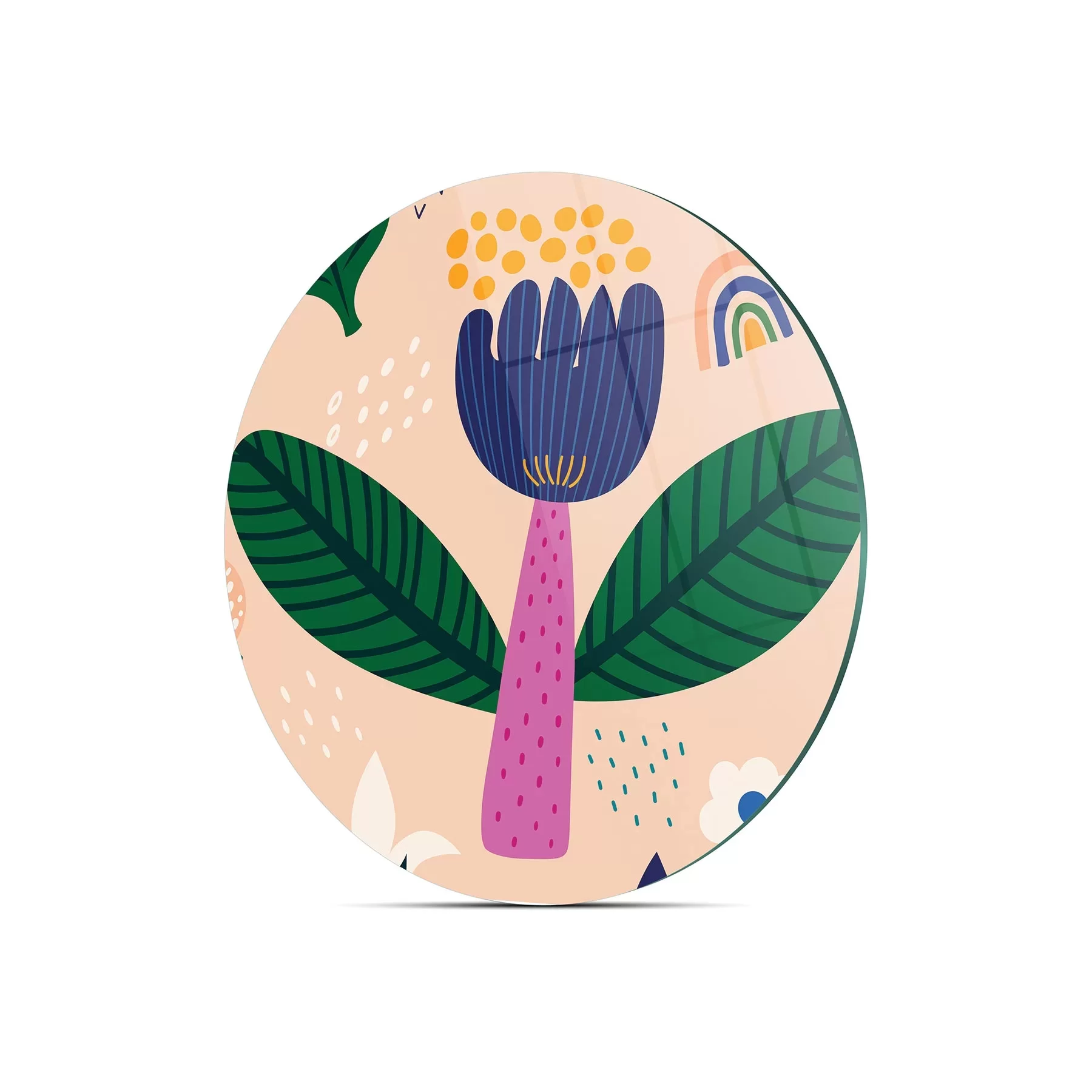 Picture of Decovetro Cam Kesme Tahtası ve Sunumluk Yuvarlak Lale Çiçeği Desenli 30x30 Cm