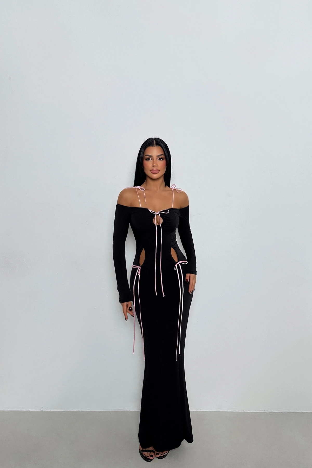 Picture of Black Tie-Up Long Dress