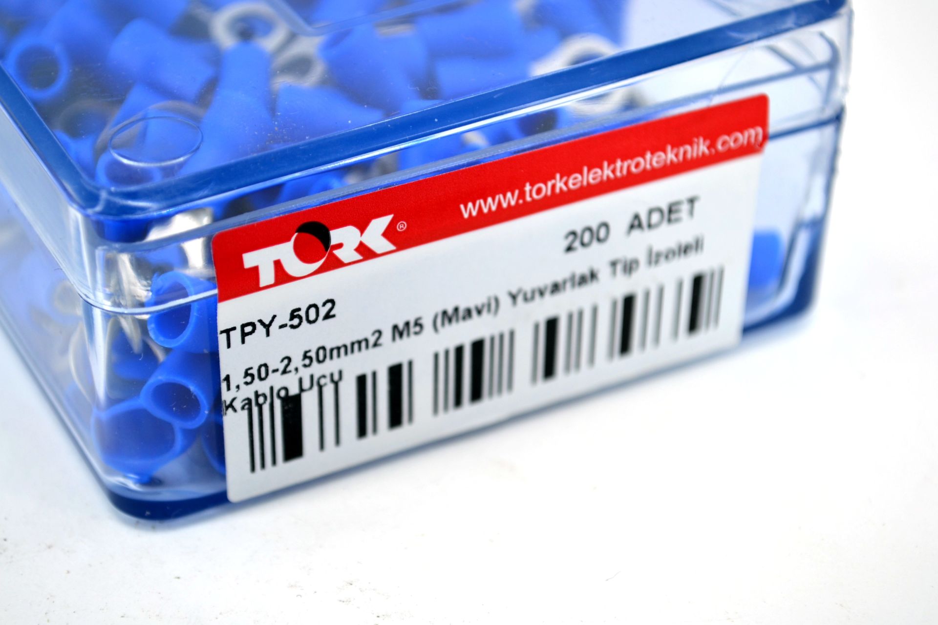 Picture of 200 Adet 1,50-2,50 Bakır Kablo Pabucu Mavi M5 Delikli Sıkmalı Sulye MT-SKS5M