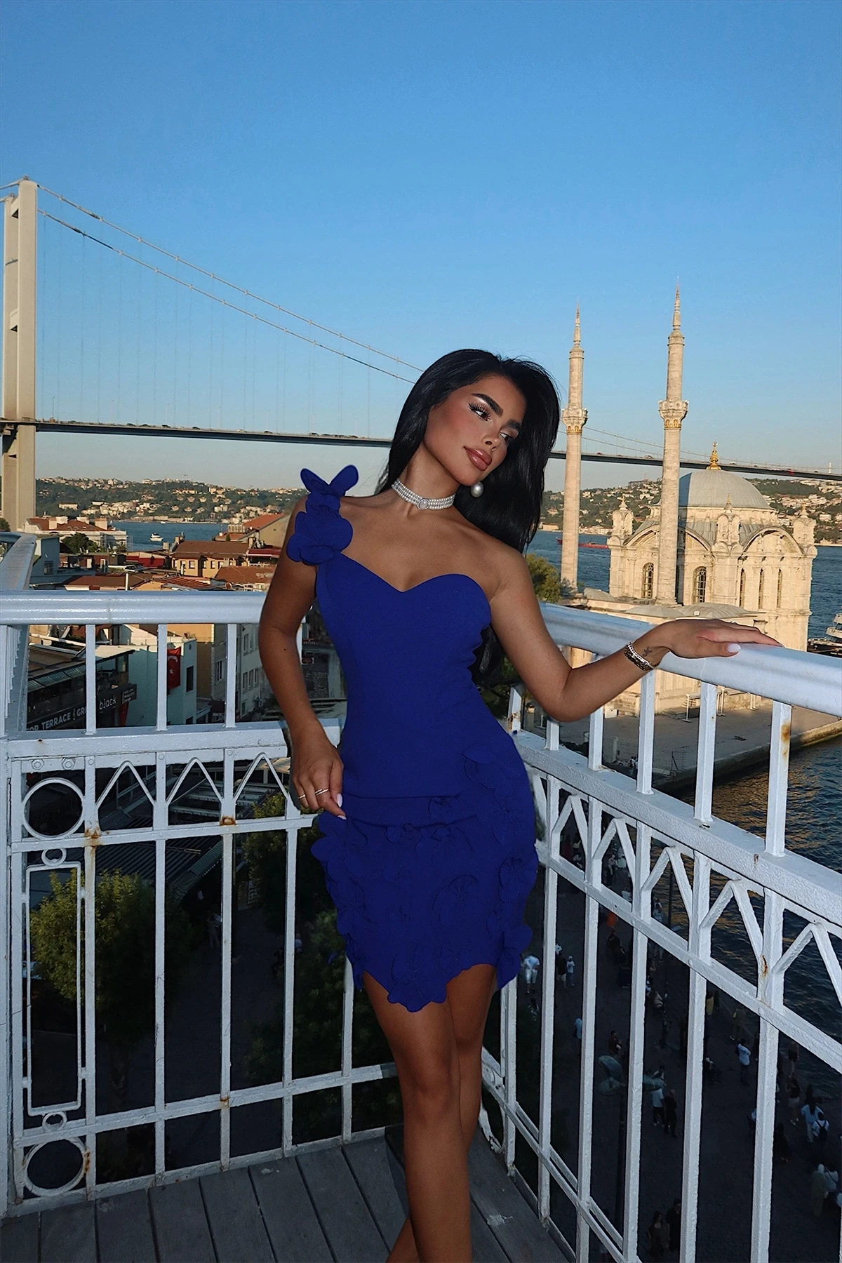 Picture of Navy Blue Floral Mini Dress