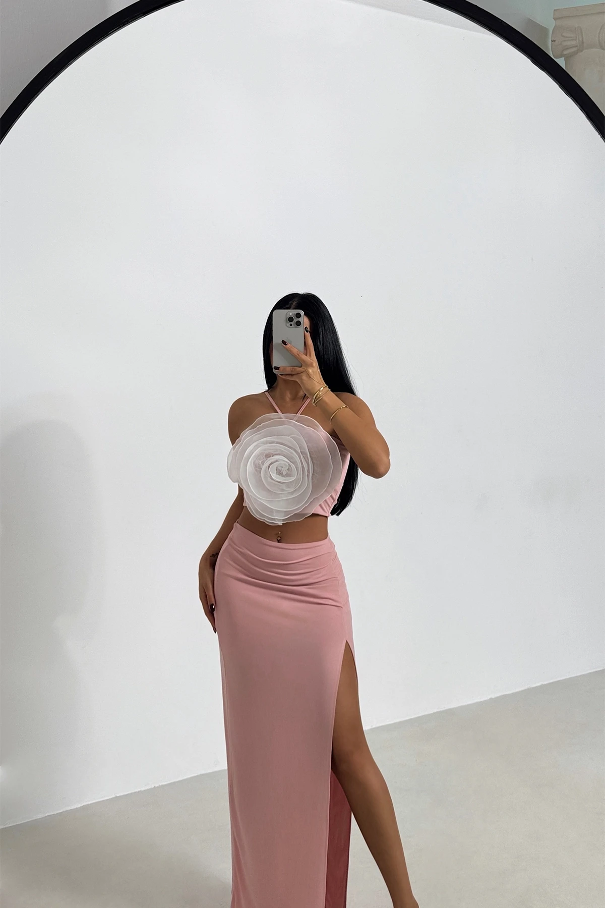 Picture of Powder Rose Detailed Skirt Suit