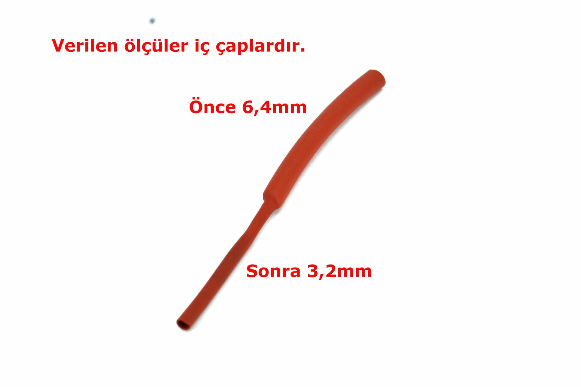 Picture of 6,4mm Kırmızı Isı İle Daralan Makaron Kablo Izolasyon