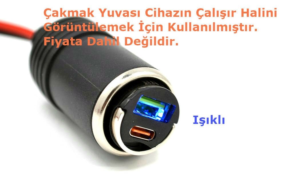 Picture of 12V 24V USB Type-C Mini Oto Çakmak Telefon Şarj Cihazı Aşırı Şarj Korumalı