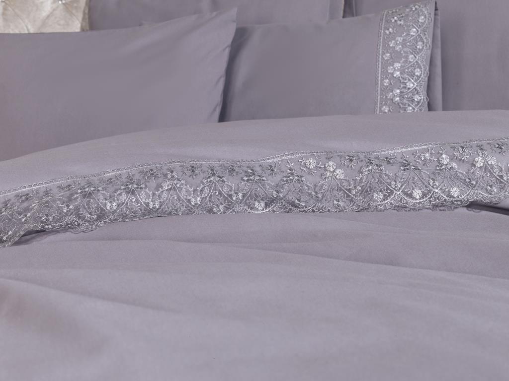 Picture of Fransız Dantelli Patya Çeyizlik Nevresim Takımı Gri