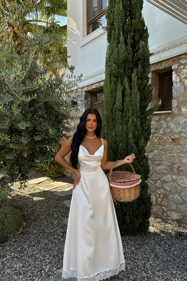 Picture of White Strappy Satin Dress