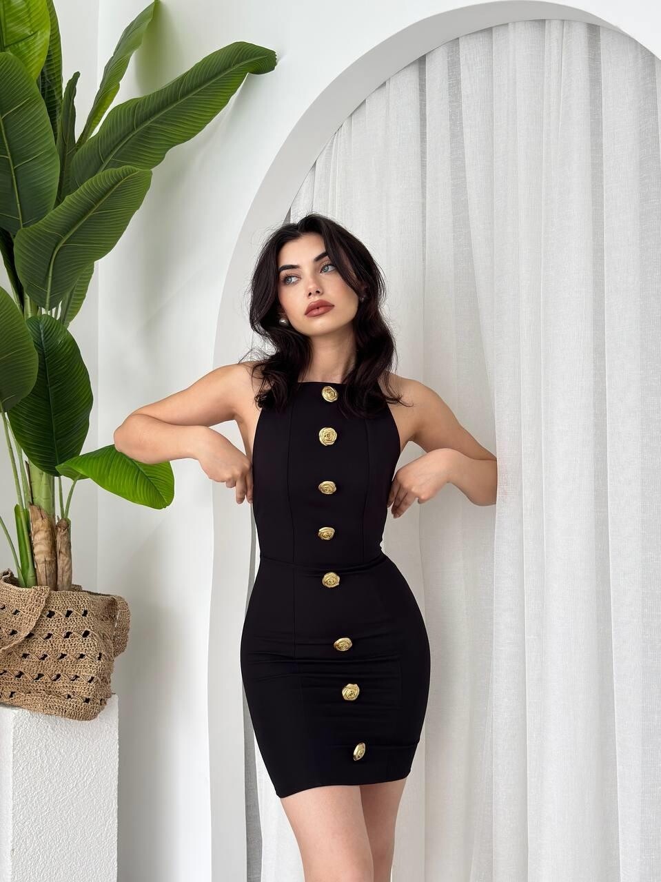 Picture of Katalina Gül Düğmeli Elbise