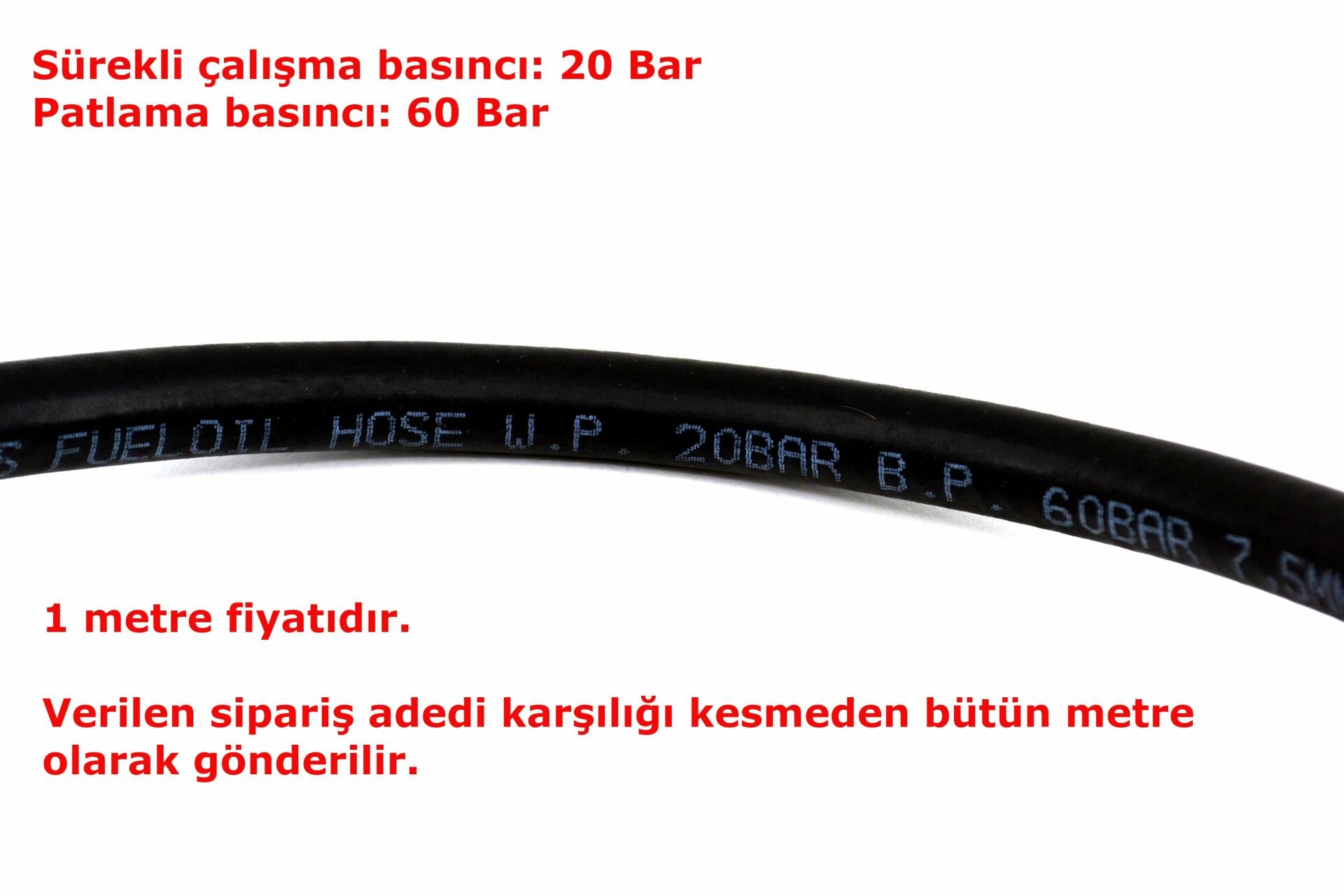 Picture of 4mm Takviyeli Akaryakıt Dizel Benzin Hortumu Siyah