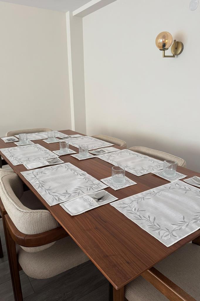 Picture of Nazlım Keten Nakışlı Amerikan Servis Takımı 19 Parça Silver