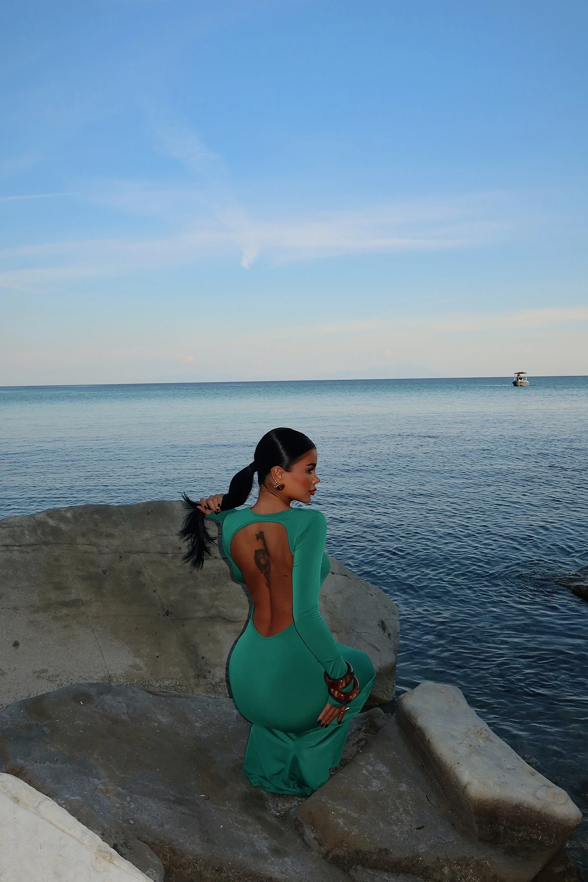 Picture of Green Doss Long Backless Dress