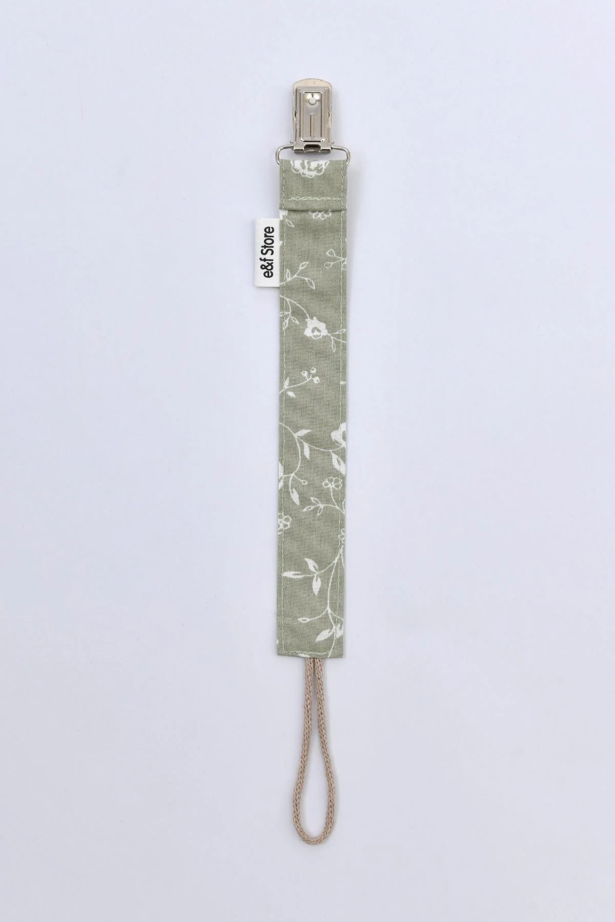 Picture of Pamuk Kumaşlı Emzik Zinciri – Yağ Yeşili Çiçekli