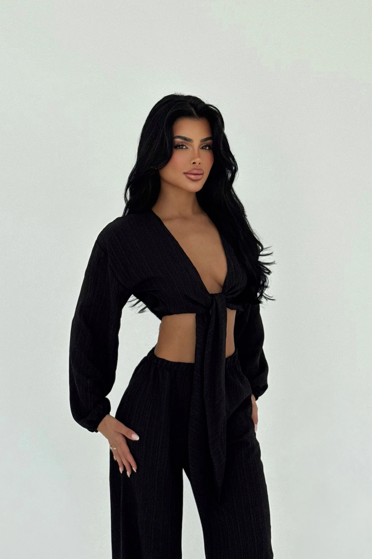 Picture of Black Adelina Tie-Up Suit