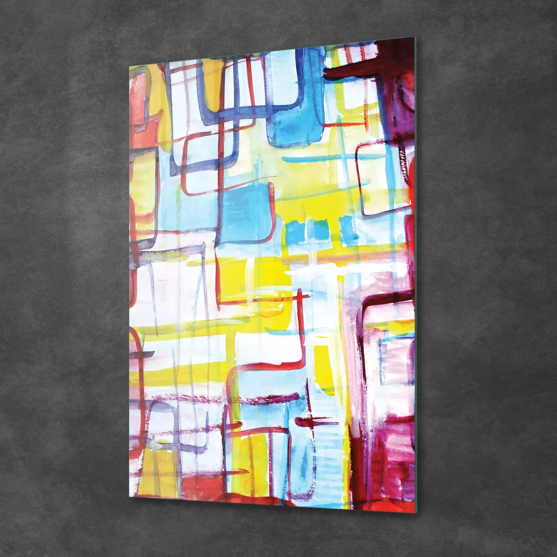 Picture of Decovetro Cam Tablo Sulu Boya Soyut 50x70 cm