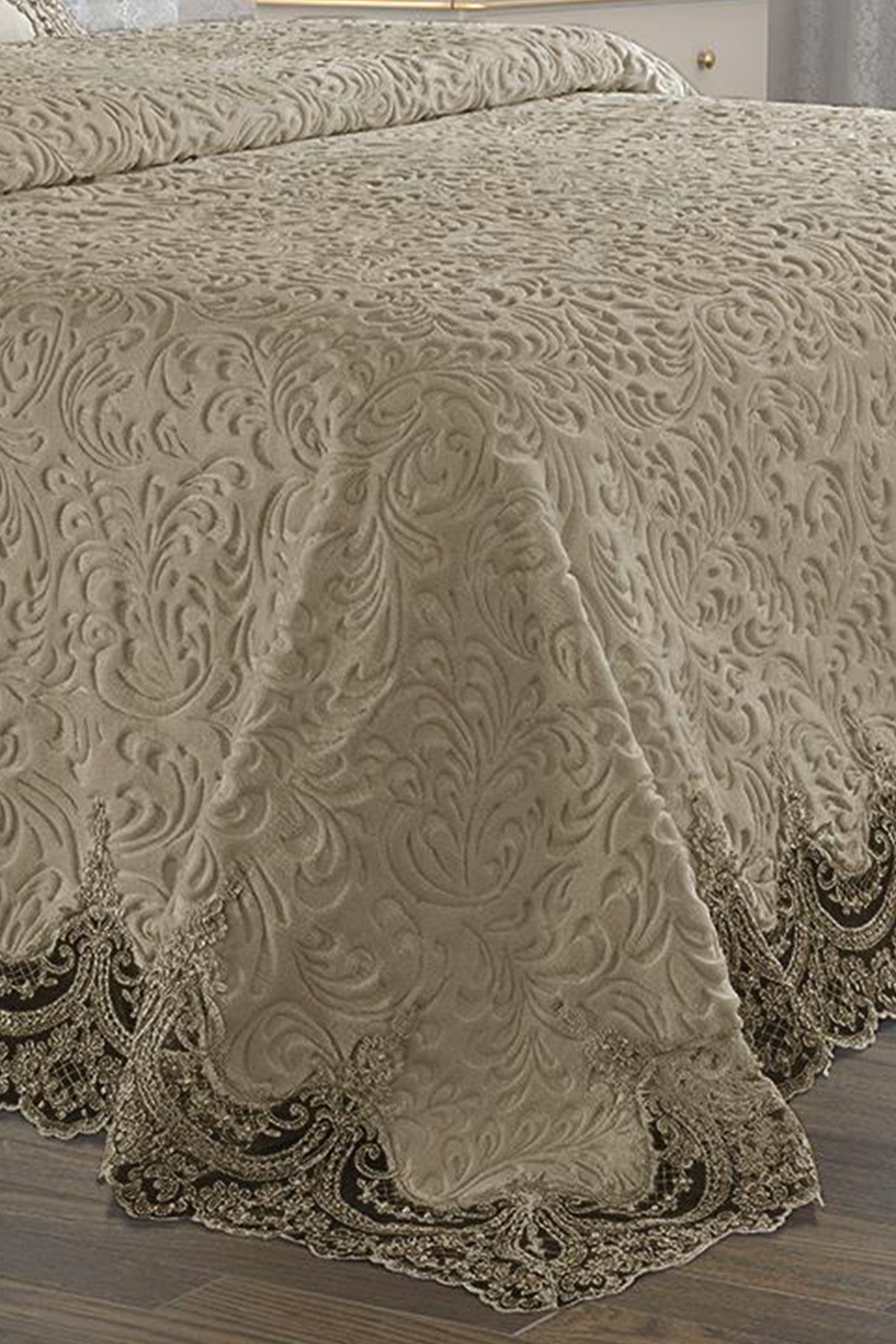 Picture of Fransız Güpürlü Çeyizlik Battaniye Takımı Arus Bej