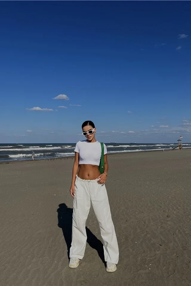 Picture of White Cargo Pocket Trousers