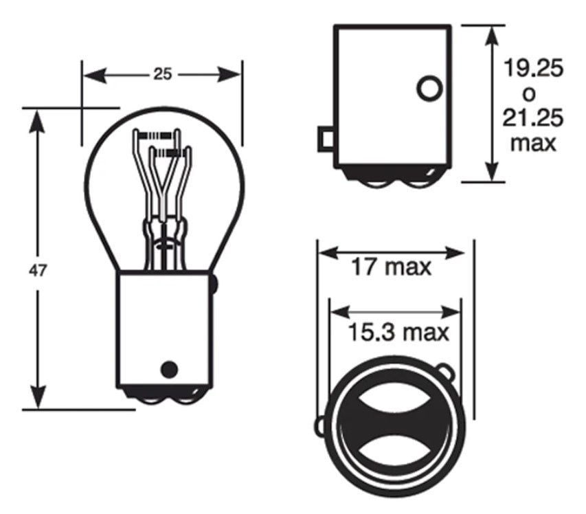 Picture of 10 Adet 12V 1016 P21/5W Stop Ampulü Çift Duy Yakın Tırnak