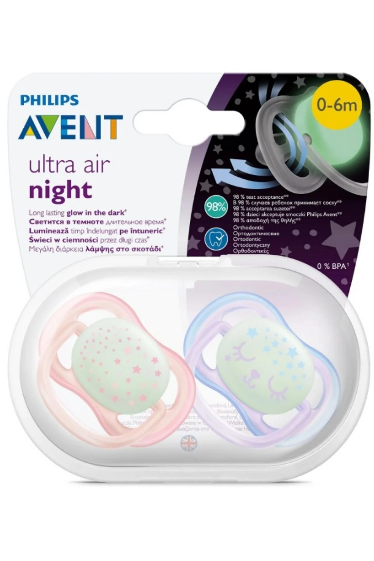 Picture of Philips Avent Ultra Air Gece Emziği 0-6 Ay Kız