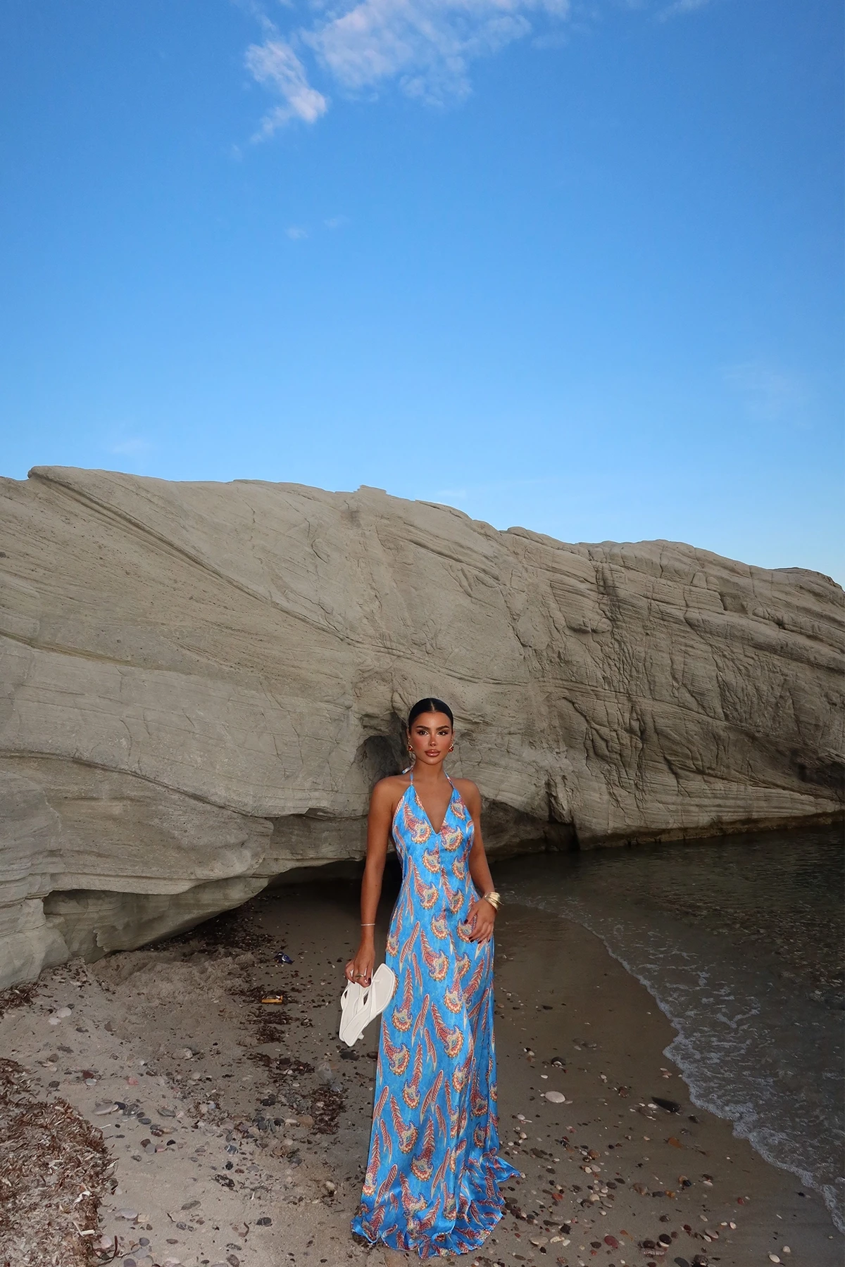 Picture of Blue Strappy Ethnic Pattern Long Dress