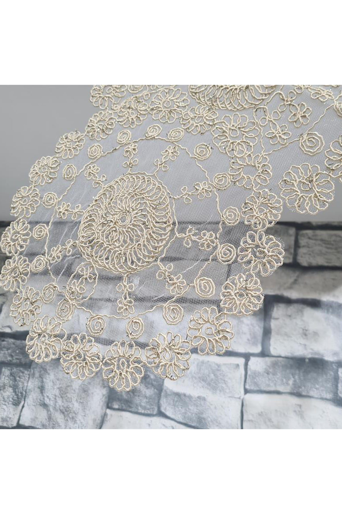 Picture of Çiçek Kordonlu 5 Parça Salon Takımı Cappucino - Gold