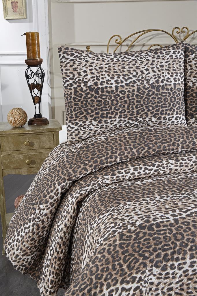 Picture of Ultrasonik Kapitoneli Leopar Çift Kişilik Yatak Örtüsü