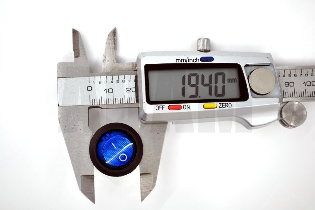 Picture of Yuvarlak Mavi Camlı Elektrik Anahtarı 1-0 Işıklı Rocker 12V