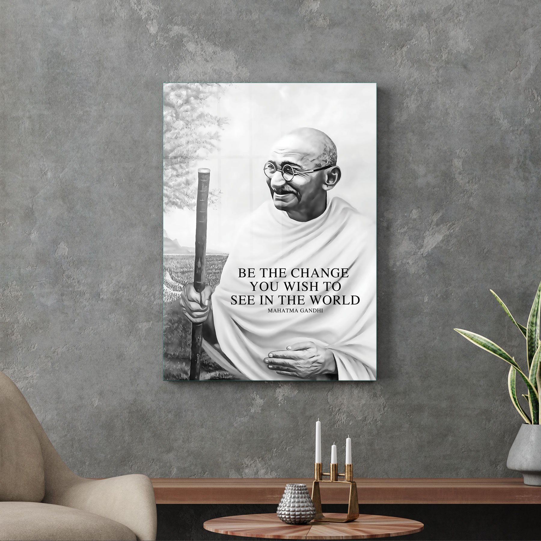 Picture of Decovetro Cam Tablo Mahatma Gandhi 70x100 cm