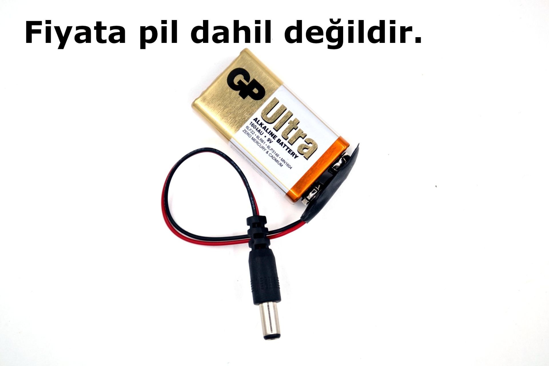 Picture of 9V Yassı Pilden Elektrik Alma Soketi 2,1mm Erkek DC Jaklı MT-SK65