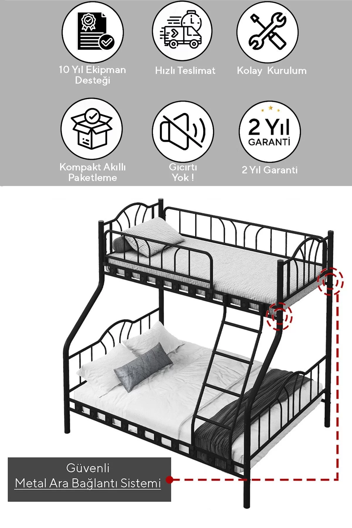 Picture of Imaj 3 Kişilik Ebeveyn 3'lü Metal Ranza 90x190 & 140x190