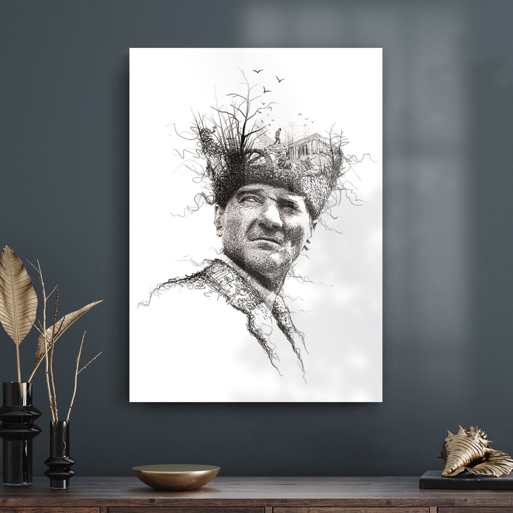 Picture of Decovetro Atatürk Cam Tablo Özel çizim 30x40 cm
