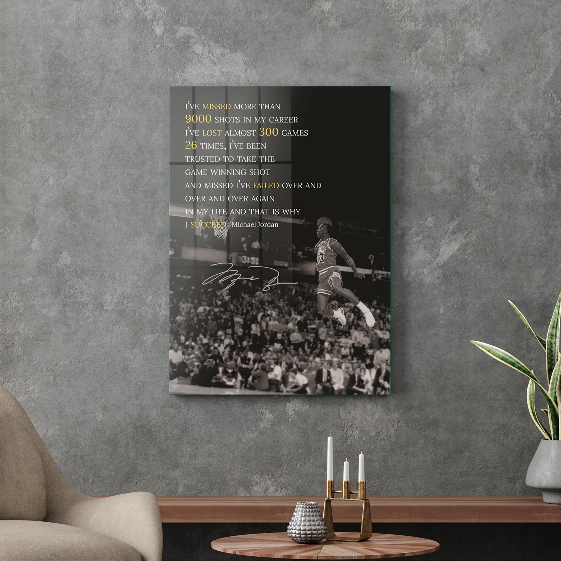 Picture of Decovetro Cam Tablo Michael Jordan Succed 50x70 cm