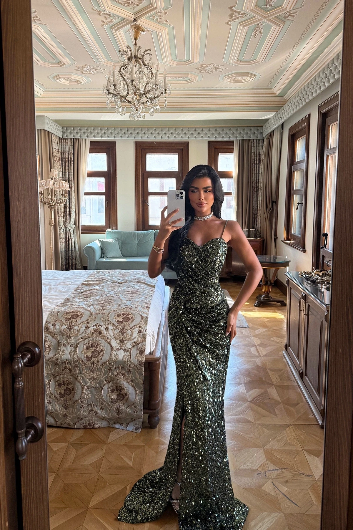 Picture of Green Strapless Long Dress