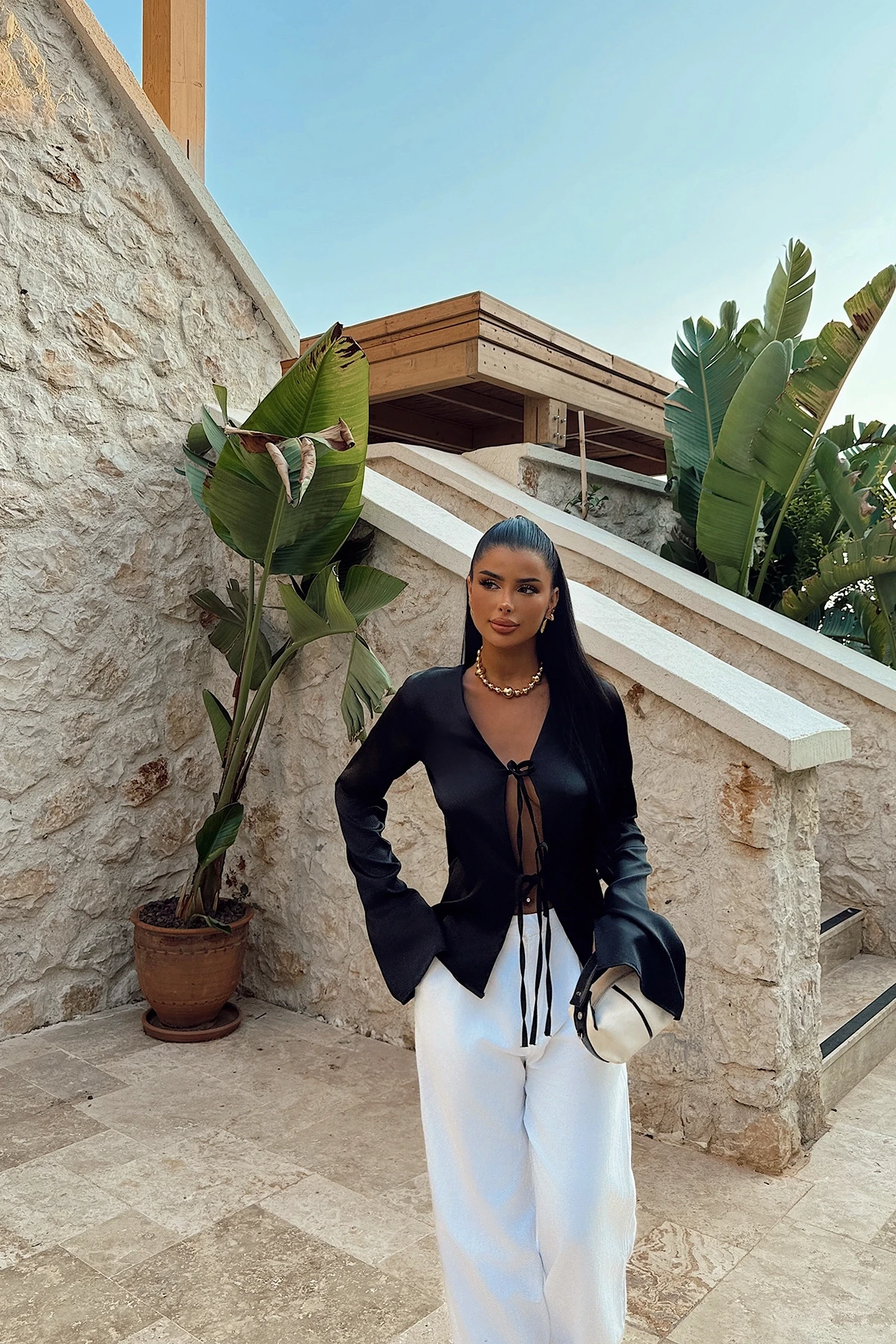 Picture of Black Tie Front Shirt