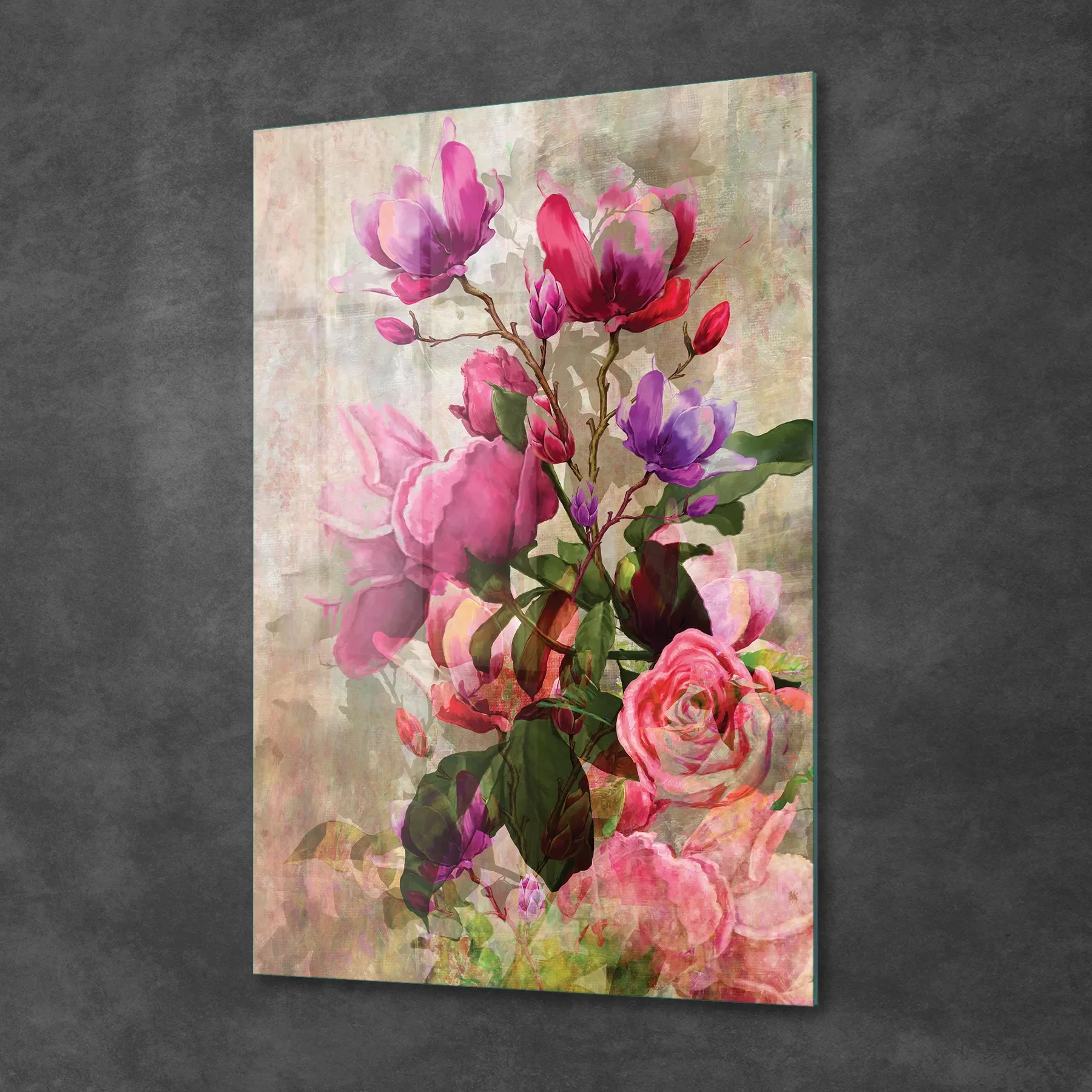 Picture of Decovetro Cam Tablo Yağlı Boya Güller 50x70 cm