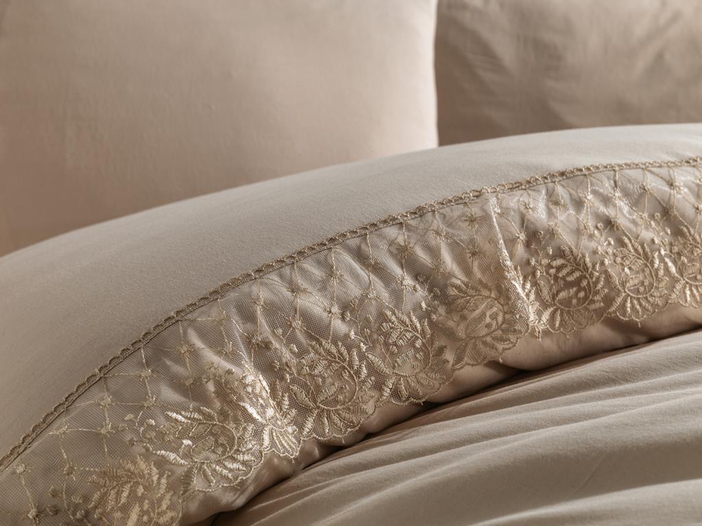 Picture of Fransız Dantelli Suzan Çeyizlik Nevresim Takımı Cappucino