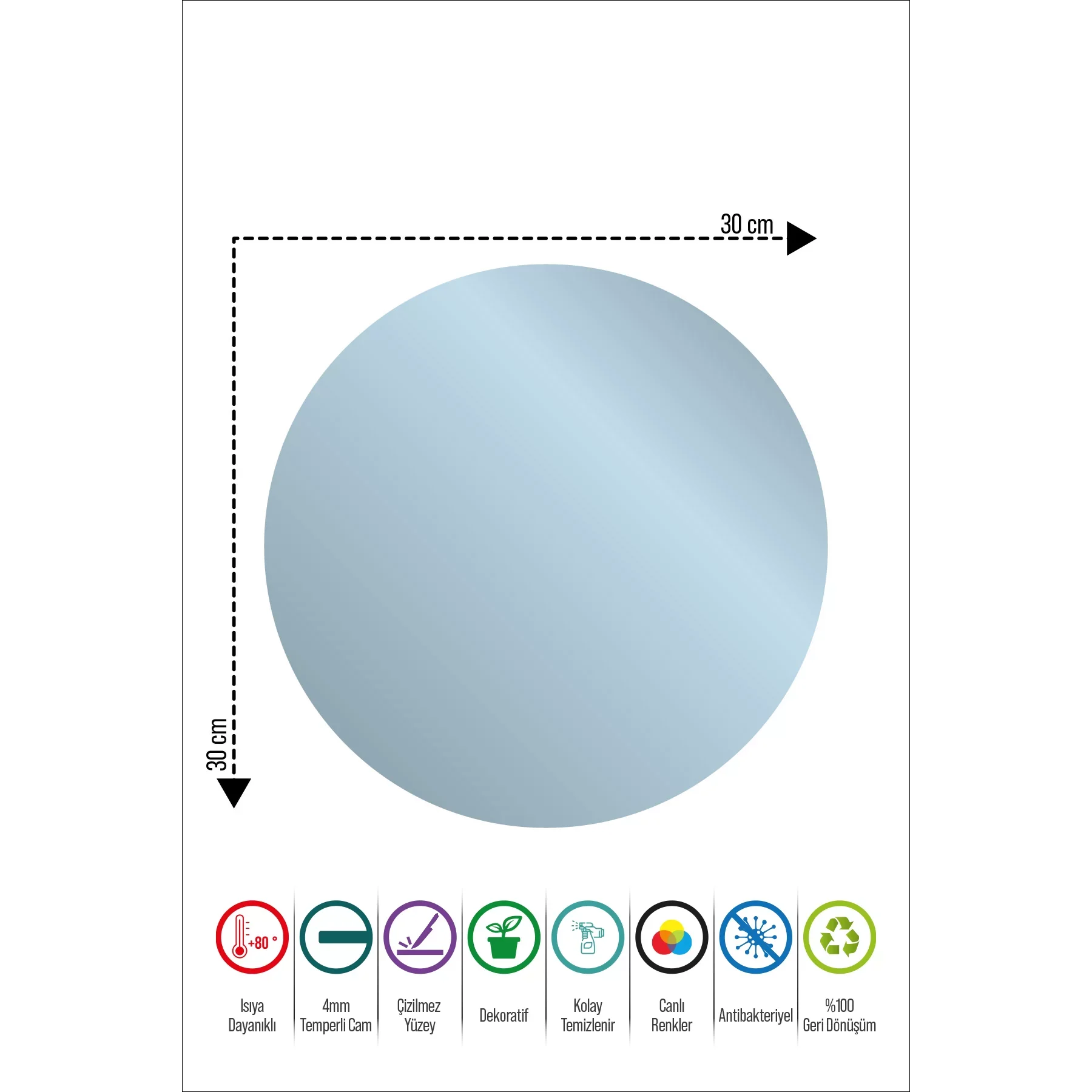 Picture of Decovetro Cam Kesme Tahtası ve Sunumluk Yuvarlak Black Kelebek Desenli 30x30 Cm