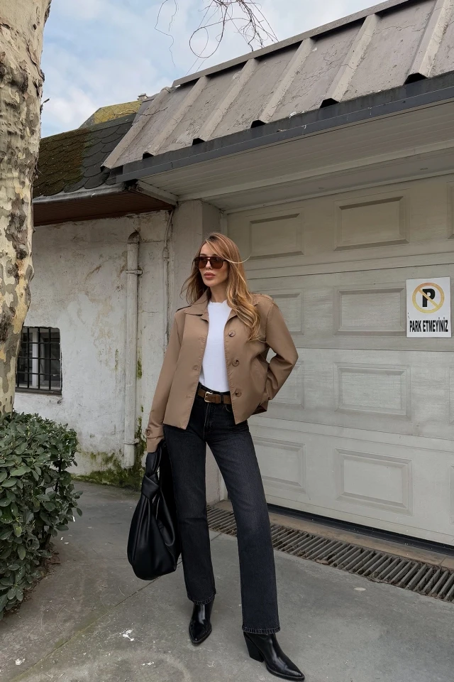 Picture of Tan Button Detail Jacket