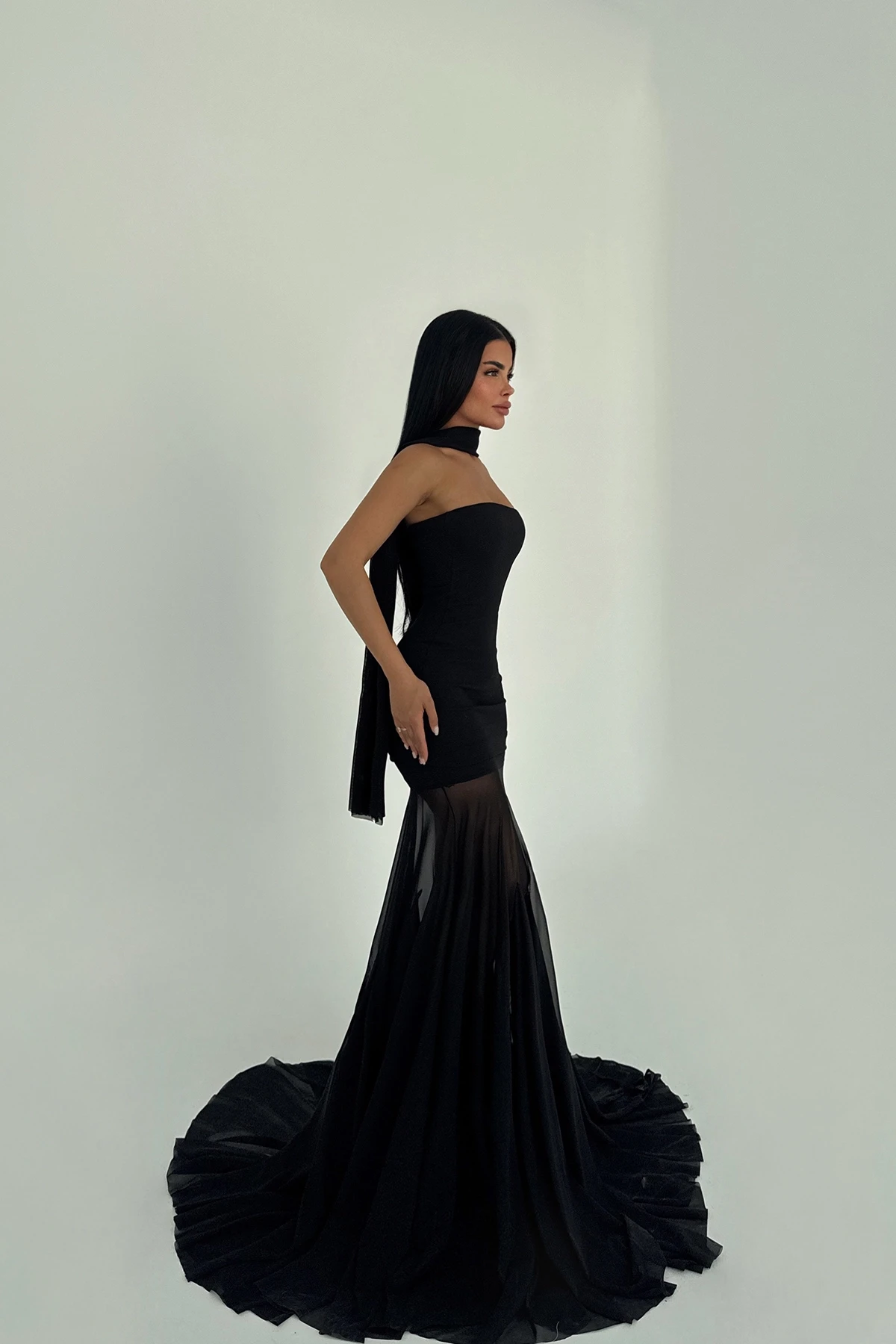 Picture of Black Marianna Long Skirt Tulle Dress