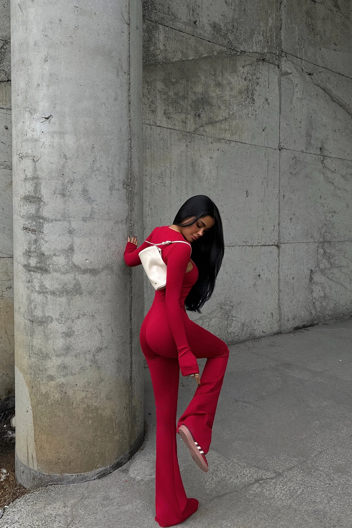 Picture of Red Window Detail Jumpsuit